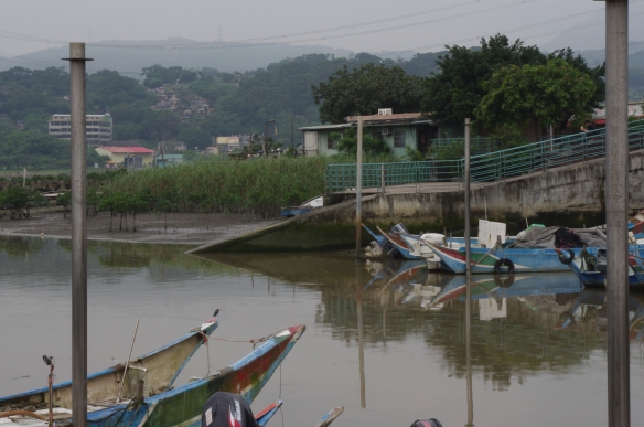 Fishing boats and a very small kingfisher, Guandu